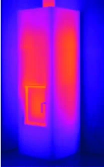Průměrná povrchová teplota BLOX 50: Po 12 hodinách · 45 °C
